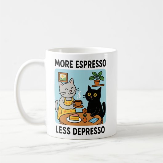 Mug More Espresso Less Depresso Black Cat (Gauche)