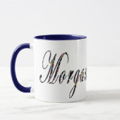 Mug Morgan, Nom, Logo, Bleu Combo Café Mug. (Gauche)