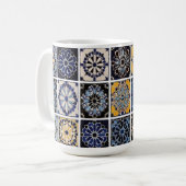Mug - Moroccan Zellige Mosaic Navy Mustard Tile (Devant gauche)