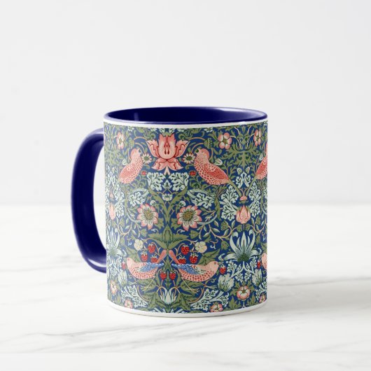 Mug Morris Strawberry Thief Floral Pattern Blue Green (Devant gauche)