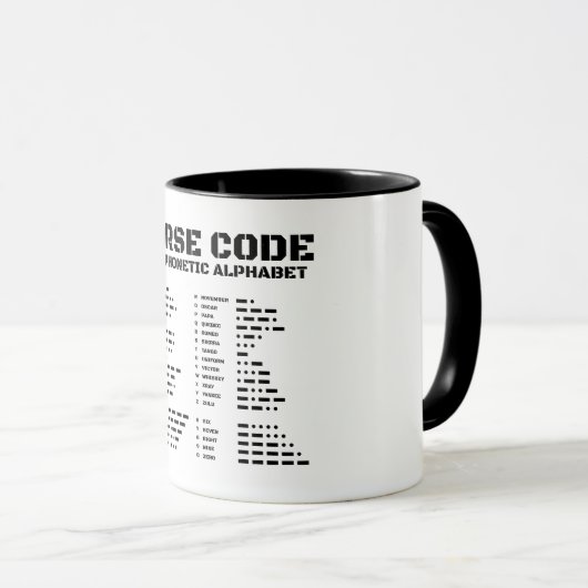 Mug Morse Code Alphabet phonétique OTAN (Devant droit)