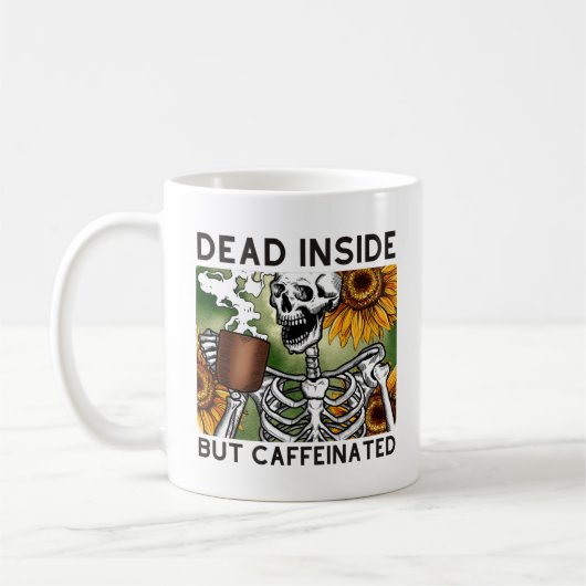 Mug Mort À L'Intérieur Mais Amateur De Café Drôle Caff (Gauche)