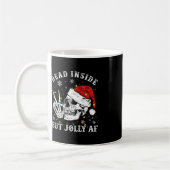 Mug Mort à l'intérieur mais Jolly AF Skeleton Père Noë (Gauche)