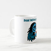 Mug Mort avant le déca Squelette buvant du café (Devant gauche)