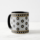 Mug Mosaic Inspiré Noir Blanc et Or (Devant gauche)