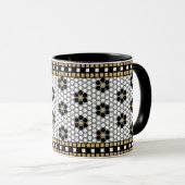 Mug Mosaic Inspiré Noir Blanc et Or (Devant droit)