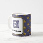 Mug Mosaic Monogram Gold Stars Prénom Initial (Devant gauche)