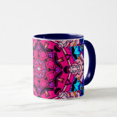 Mug Mosaic rose Mandala Floral Psychédélique Rétro (Devant droit)