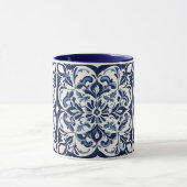 Mug Mosaïque andalouse, Bleu antique, Design blanc (Centre)