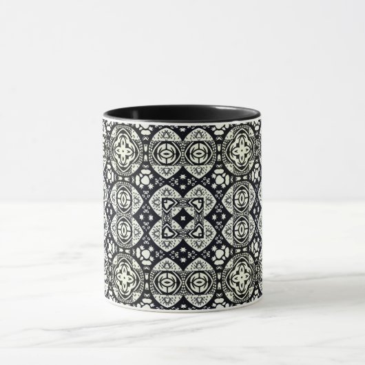 Mug Mosaïque arabesque Motif Carrelage noir et blanc (Centre)