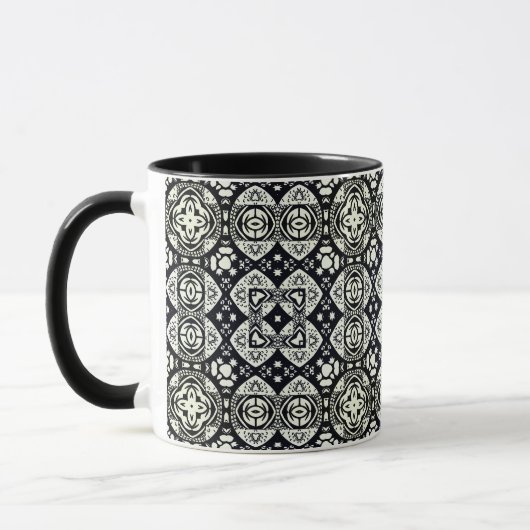 Mug Mosaïque arabesque Motif Carrelage noir et blanc (Gauche)