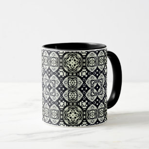 Mug Mosaïque arabesque Motif Carrelage noir et blanc