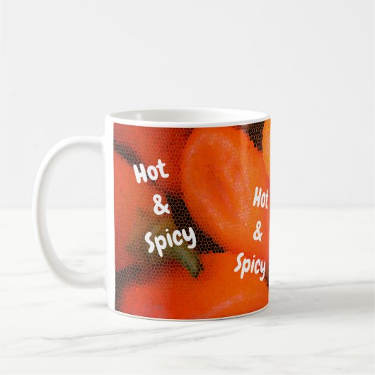 Mug Mosaïque chaude et épicée Peppers de chili orange  (Gauche)