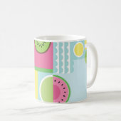 Mug Mosaïque colorée d'été, pastèque kiwi fruit  (Devant droit)