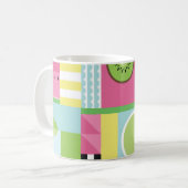 Mug Mosaïque colorée d'été, pastèque kiwi fruit  (Devant gauche)