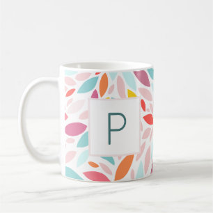Mug Mosaïque de feuille moderne monogramme personnalis