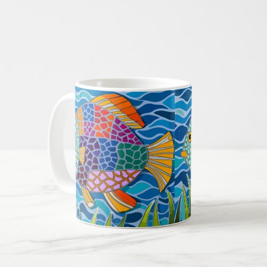 Mug mosaïque de poisson coloré (Devant gauche)