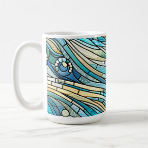 Mug Mosaïque de teal de la mer des vagues Beaux-Arts