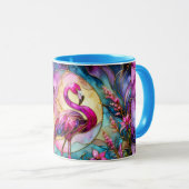 Mug Mosaïque de verre coloré Flamant Rose (Devant droit)
