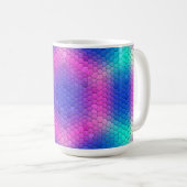 Mug Mosaïque d'hexagone rose sur dégradé bleu (Devant droit)