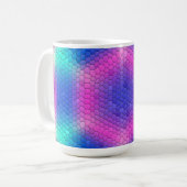 Mug Mosaïque d'hexagone rose sur dégradé bleu (Devant gauche)