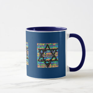 Mug Mosaïque étoile de David-Shalom/Bleu marine