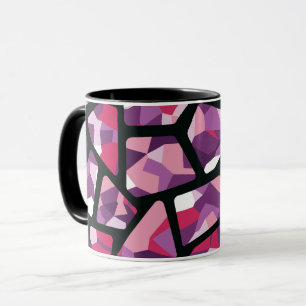 Mug Mosaïque géométrique, Pierres vives roses et viole