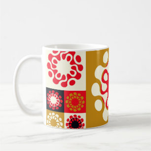 Mug Mosaïque Rouge Or Asiatique, Style Ethnique.
