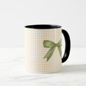 Mug Moss Green Glittered Bow sur Crème En vichy (Devant droit)