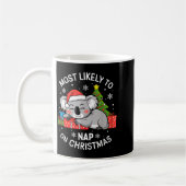Mug Most Likely To Nap On Christmas Funny Koala Xmas F (Gauche)