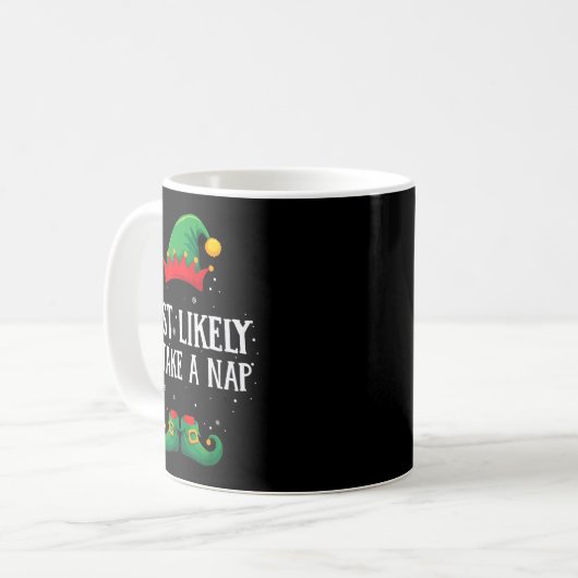 Mug Most Likely To Take A Nap Matching Christmas Elf (Devant gauche)