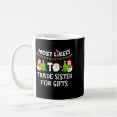 Mug Most Likely To Trade Sister For Cute Christmas Sno (Gauche)