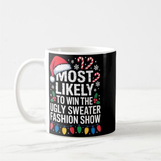 Mug Most Likely Win Ugly Sweater Party Humor Holiday L (Gauche)