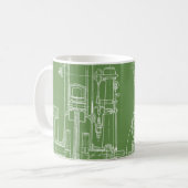 Mug Moteur à gaz schématique de dessin industriel (Devant gauche)