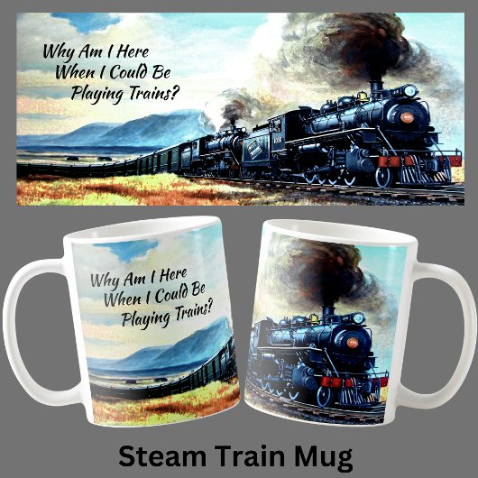 Mug Moteurs Locomotive à vapeur avec texte