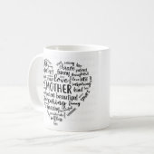 Mug Mother world cloud coffee mug- Beautiful, caring,  (Devant gauche)