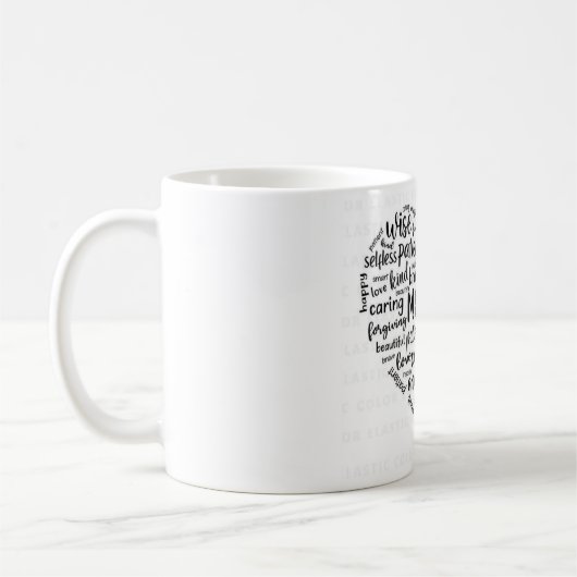 Mug Mother world cloud coffee mug- Beautiful, caring,  (Gauche)