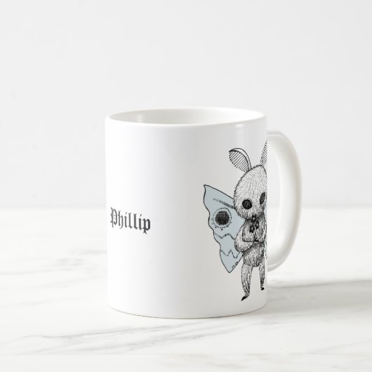 Mug Mothman avec fleurs Déplaisant Cute goth nom perso (Devant droit)