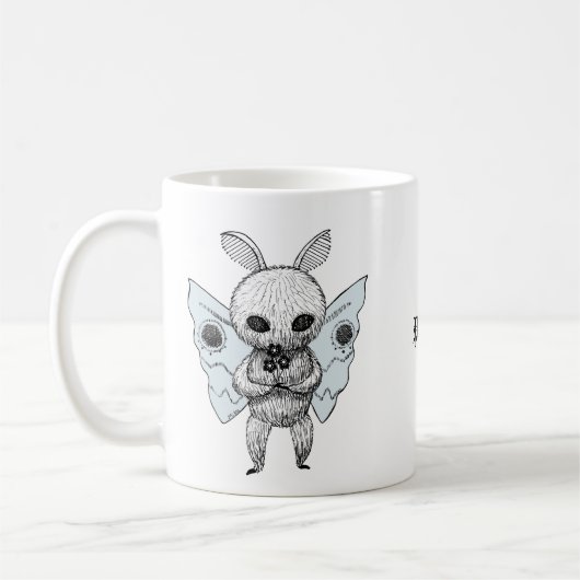 Mug Mothman avec fleurs Déplaisant Cute goth nom perso (Gauche)