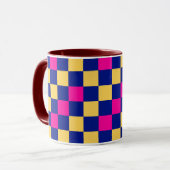 Mug Motif à carreaux bleu jaune rose (Devant gauche)