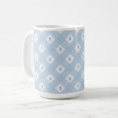 Mug Motif à carreaux bleus et blancs avec initiale (Devant gauche)