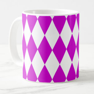 Mug Motif à carreaux en diamants Harlequin blanc viole
