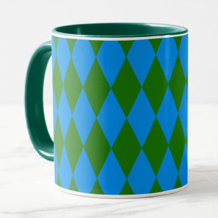 Mug Motif à carreaux Harlequin bleu vert