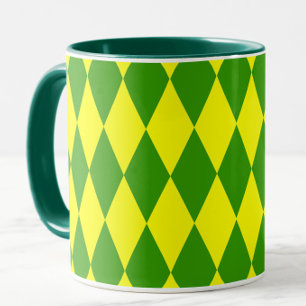 Mug Motif à carreaux Harlequin jaune vert