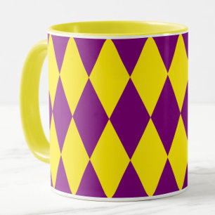 Mug Motif à carreaux Harlequin violet et jaune 