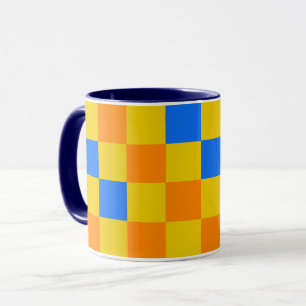 Mug Motif à carreaux orange jaune et bleu