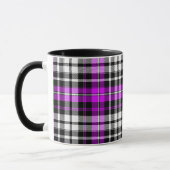 Mug Motif à carreaux Tartan noir blanc violet (Gauche)