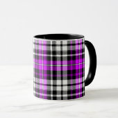 Mug Motif à carreaux Tartan noir blanc violet (Devant droit)