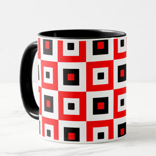 Mug Motif à carrés à carreaux rouges noirs et blancs