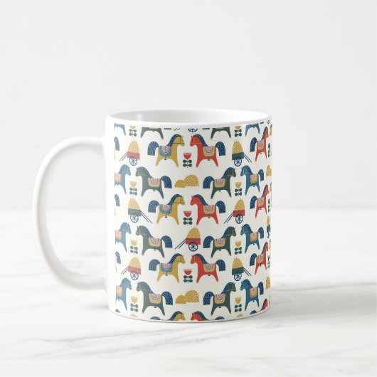 Mug Motif à cheval inspiré de l'art scandinave. (Gauche)